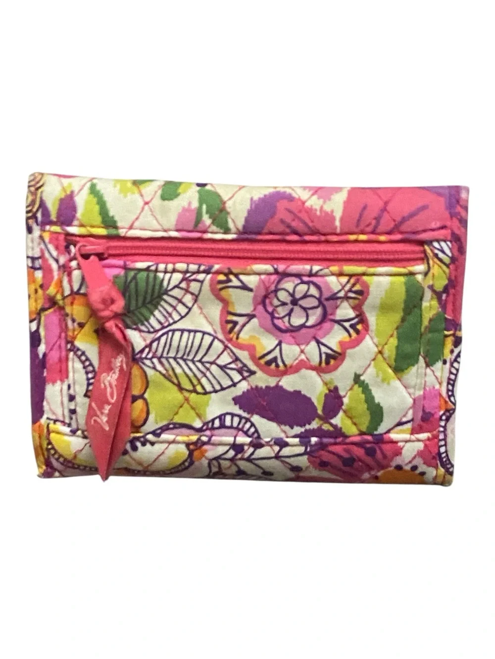 Vera Bradley Retired Print Floral Clementine Tri-fold Wallet Quilted Fabric